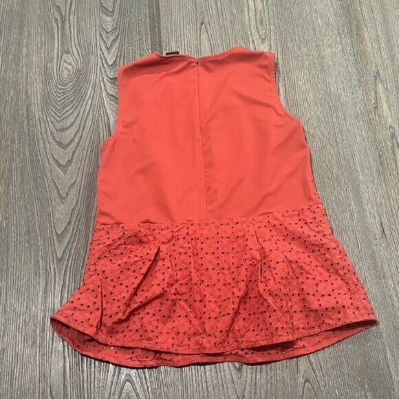 Ann Taylor Factory Orange Eyelet High Scoop Neck Peplum Tank Top Size S - Picture 4 of 4